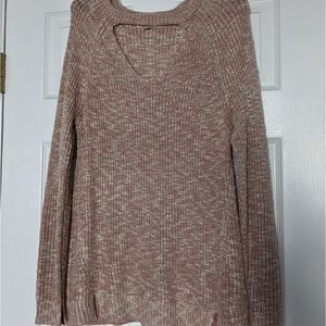 Thick Pink Keyhole Sweater